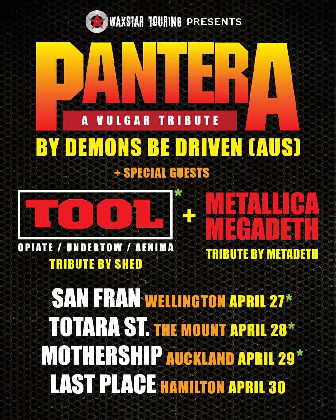 By Demons Be Driven New Zealand Tour, April 2023