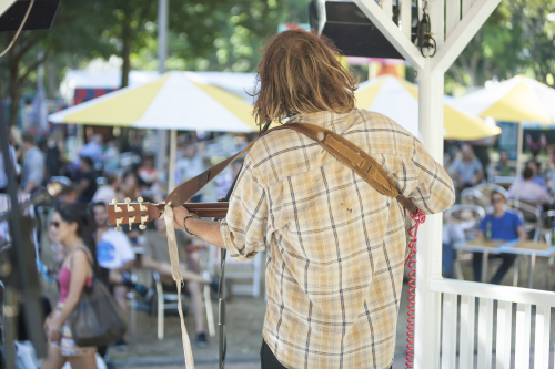 peter bibby and his bottles of confidence sydney festival village bandstand 13